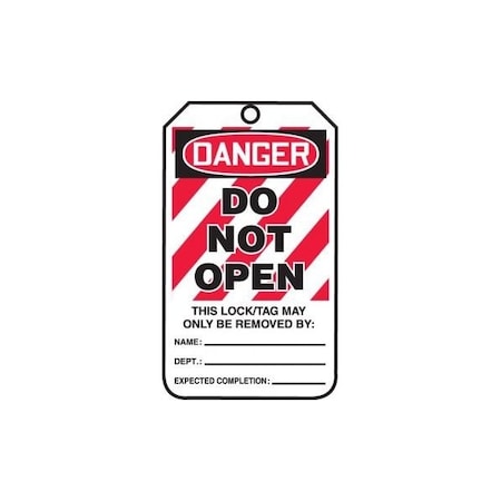 Accuform Danger, Self-Laminating PF-Cardstock, 3-1/4 in Width, 0.06 in Height, , 5 PK MLT412PTM